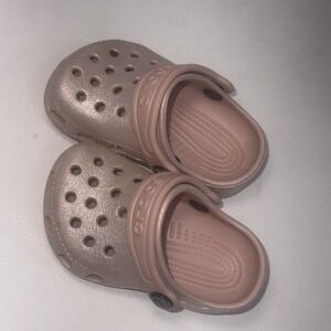 Crocs Toddler Baby Infant Clog Sandals Pink Glitter Mules Clogs Shoes Size 2-3